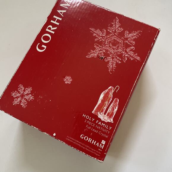 Gorham Crystal Nativity Holy Family 3 Piece Figurine Set with Original Box - Picture 14 of 14